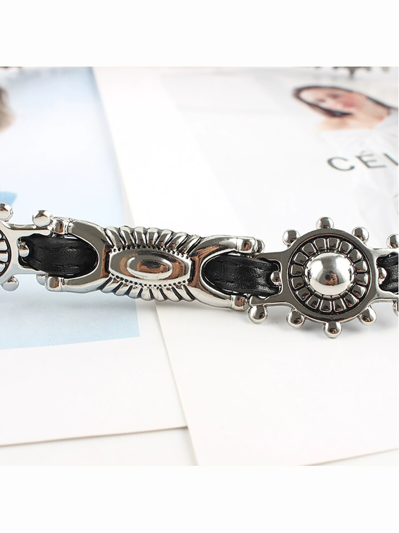 Moteriška punk grandinėlė, metalinė juosta moterims, kaubojus Pu Design Sense diržai su sagtimi juosmens juosta Dekoratyvinė ant džinsinio suknelės palto