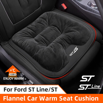 Ziemas silts flaneļa automašīnas sēdekļa pārvalks Ford ST STLine MK3 MK4 Kuga Fiesta plīša automašīnas sēdekļa spilvena spilventiņam Auto salona krēsla paklājiņš