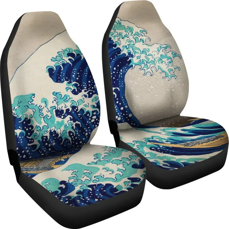 INSTANTARTS Great Wave automobilių sėdynių užvalkalai japoniško meno automobilių priedai Patvarus automobilio apsauginis automobilio sėdynės pagalvėlė, kurią lengva sumontuoti
