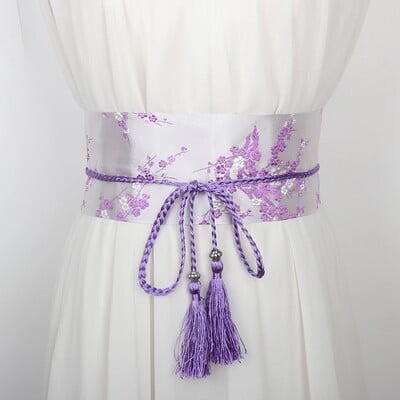 Női széles fűző derék öv csokornyakkendő őszibarack virág körüli selyem hímzés nagy méretű ruhához