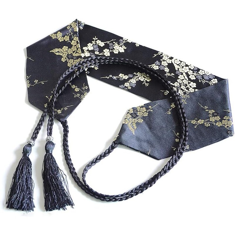 Női széles fűző derék öv csokornyakkendő őszibarack virág körüli selyem hímzés nagy méretű ruhához