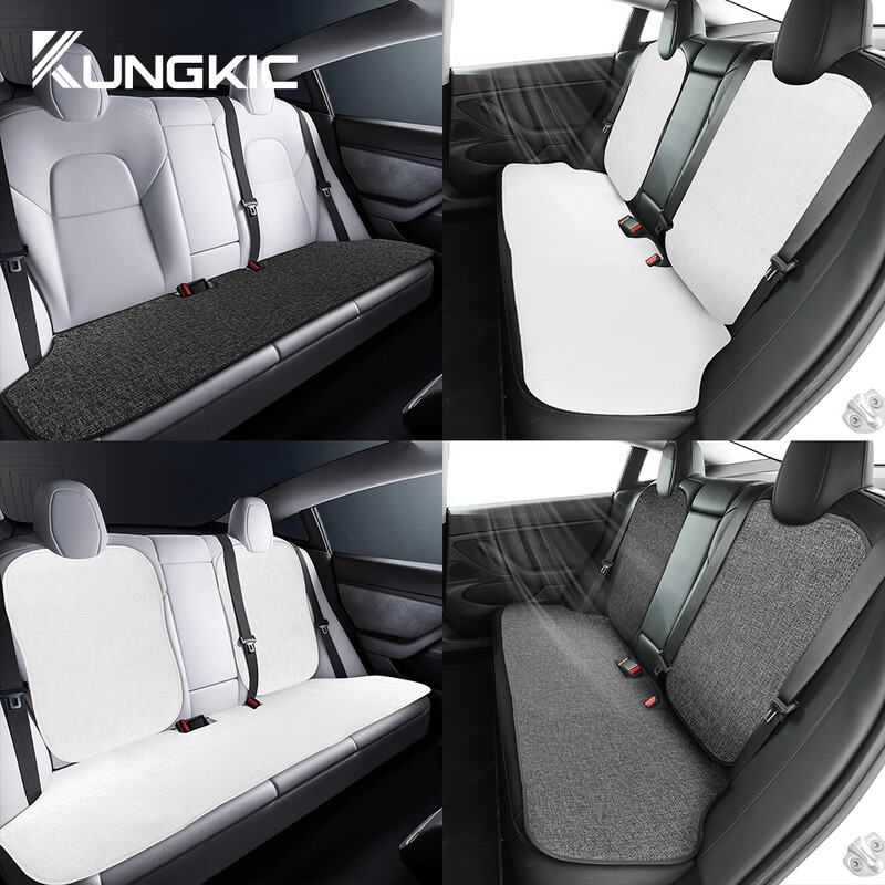 Autósülés szőnyeg Tesla Model 3-hoz 2017 2018 2019 2020 2021 2022 Párna légáteresztő egész évszakban ülésvédő huzat jégselyem vászon