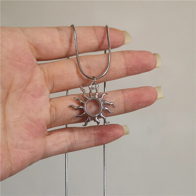 Vintage Goth 90-ih Srebrna boja Spiralni Vortex privjesak Ogrlica s kožnim užetom i lancem za žene Muškarci Y2K estetski dodaci za nakit