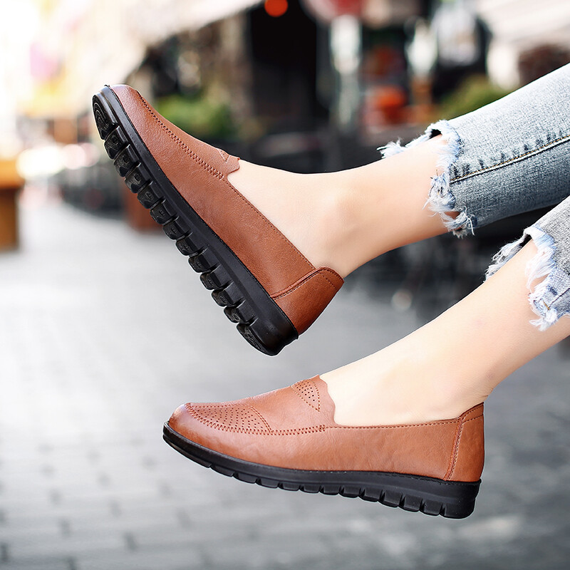 Bőr Női Alkalmi Cipők Könnyű tornacipők Slip-on Lady Flats Cipők Loaferek Oxford Cipők Női Mokaszinok Zapatos Mujer