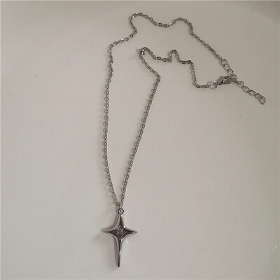 Punk gotic roșu lavă stea cruce inimă pandantiv colier frânghie piele femei bărbați hip hop Y2K anii 90 accesorii EMO bijuterii estetice