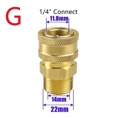 Vysokotlakový čistič, otočný 14 mm rýchlospojka M22 na 1/4" 3/8" M22 G1/4, adaptér, sada fitingov, 4500 PSI