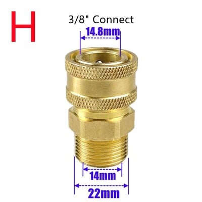 Vysokotlakový čistič, otočný 14 mm rýchlospojka M22 na 1/4" 3/8" M22 G1/4, adaptér, sada fitingov, 4500 PSI