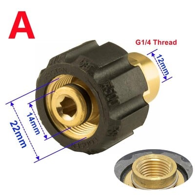 Vysokotlakový čistič, otočný 14 mm rýchlospojka M22 na 1/4" 3/8" M22 G1/4, adaptér, sada fitingov, 4500 PSI