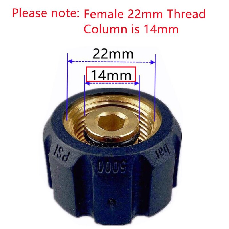 Vysokotlakový čistič, otočný 14 mm rýchlospojka M22 na 1/4" 3/8" M22 G1/4, adaptér, sada fitingov, 4500 PSI