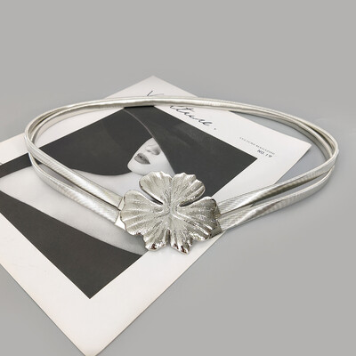 Elastinis auksinis grandinės diržas moteriškas juosmens punk Y2K goth sidabrinis metalinis diržas moterims Aukštos kokybės prabangus aukso gėlių juosmuo