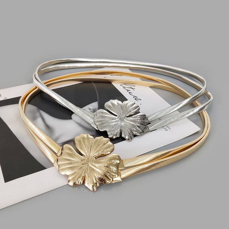 Elastinis auksinis grandinės diržas moteriškas juosmens punk Y2K goth sidabrinis metalinis diržas moterims Aukštos kokybės prabangus aukso gėlių juosmuo