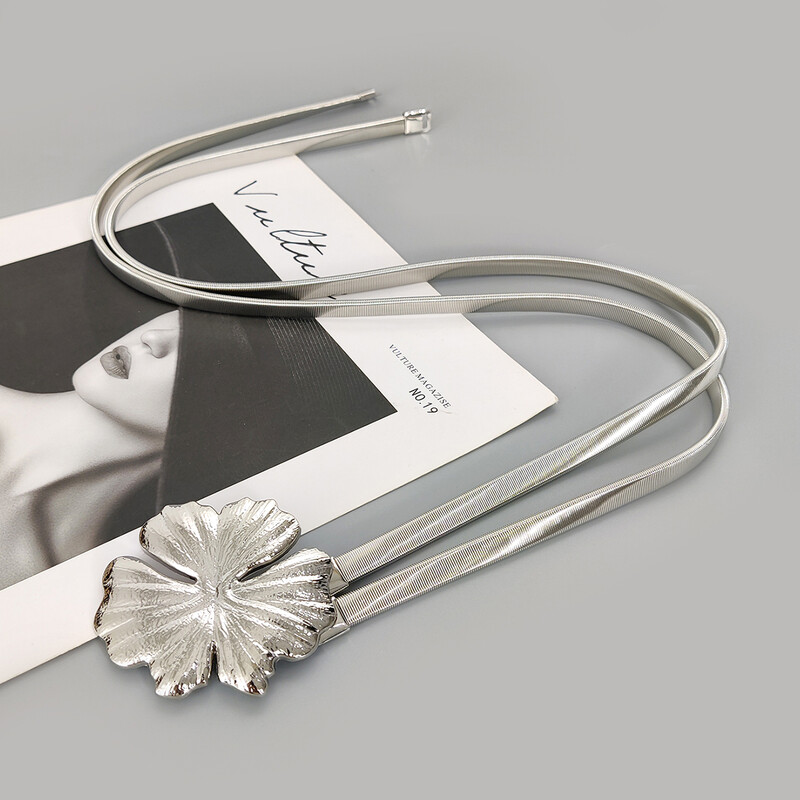 Elastinis auksinis grandinės diržas moteriškas juosmens punk Y2K goth sidabrinis metalinis diržas moterims Aukštos kokybės prabangus aukso gėlių juosmuo