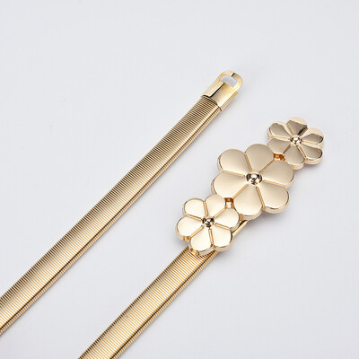 Arany ezüst leveles fém női öv tavaszi arany leveles öv rugalmas deréktömítés női ruha deréklánc