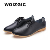 WOIZGIC Femei Doamne Femei Mamă Pantofi din piele Mocasini Mocasini din piele naturală de vaca Mocasini cu șireturi 35-41 XXH-929