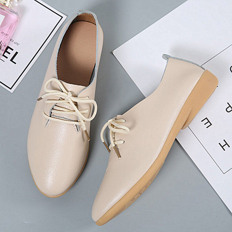 WOIZGIC Femei Doamne Femei Mamă Pantofi din piele Mocasini Mocasini din piele naturală de vaca Mocasini cu șireturi 35-41 XXH-929