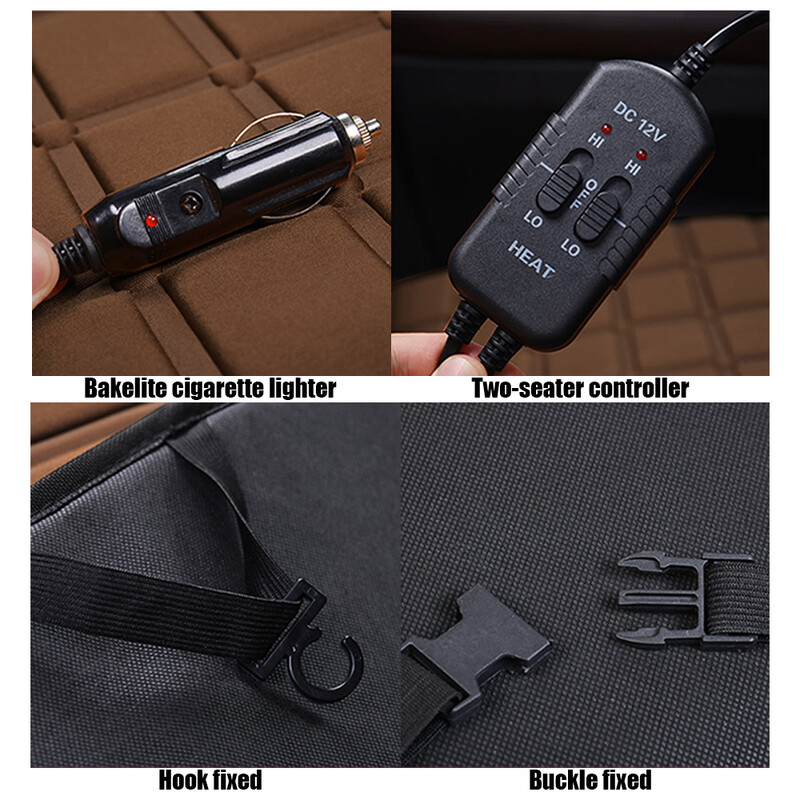 2бр. 12V електрическо отопляема подложка за калъф за седалка за кола, нагревател, отопление, по-топло, зимна неплъзгаща се възглавница, отопляема възглавница за седалка, протектор