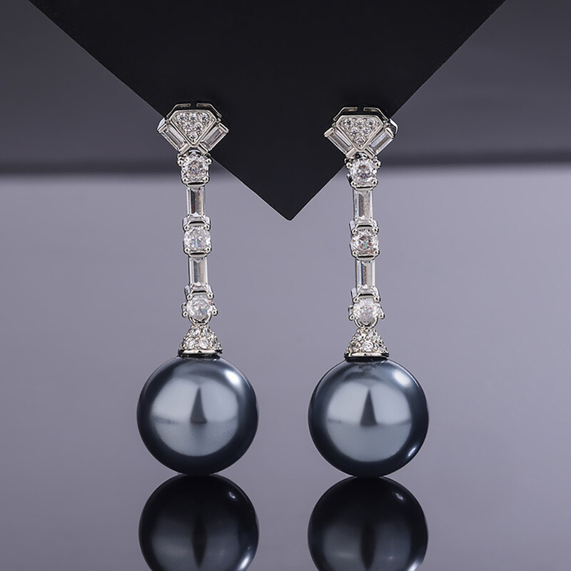 Charms 14mm fehér fekete gyöngy bojt medál nyaklánc lógó fülbevaló női koktélparti finom ékszer szett Kiegészítők Ajándék