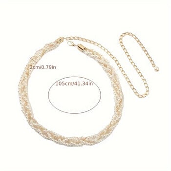 Ζώνες Faux Pearl Chain για Γυναικείες Κομψή αλυσίδα με πλέξη μέσης Μοντέρνα κοσμήματα σώματος Ρυθμιζόμενη αλυσίδα φορεμάτων