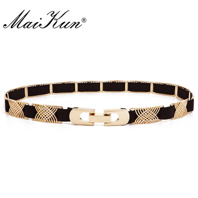 Curele de lux din țesătură metalică elastică pentru o rochie cu linii geometrice la modă înaltă centură pentru femeie Punk Ceinture curea elegantă pentru femei