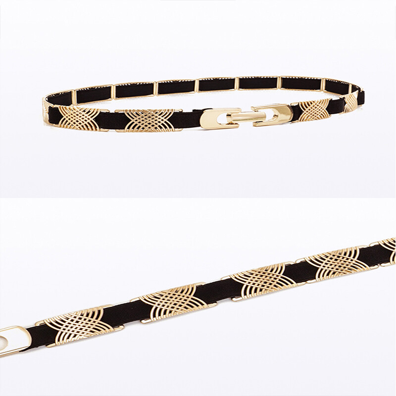 Curele de lux din țesătură metalică elastică pentru o rochie cu linii geometrice la modă înaltă centură pentru femeie Punk Ceinture curea elegantă pentru femei