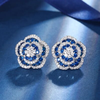 S'rΦθινόπωρο και Χειμώνας Νέο Γυναικείο Σετ με Χάλκινο Πάτωμα Επιχρυσωμένο Προσομοιωμένο Μπλε Σπινέλ Τριαντάφυλλο Ελαφρύ πολυτελές σετ