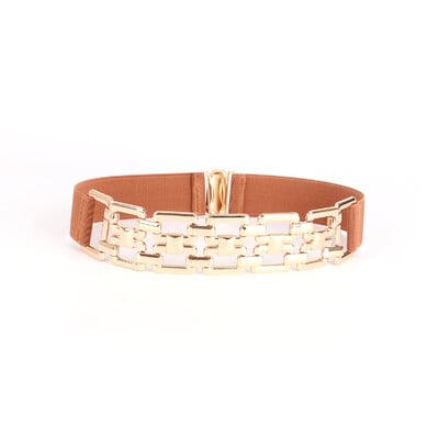 Cataramă cu lanț de aur Curele elastice decorative pentru femei Cataramă cu cusături elastice negre pentru cămașă de rochie Accesorii în talie Moda