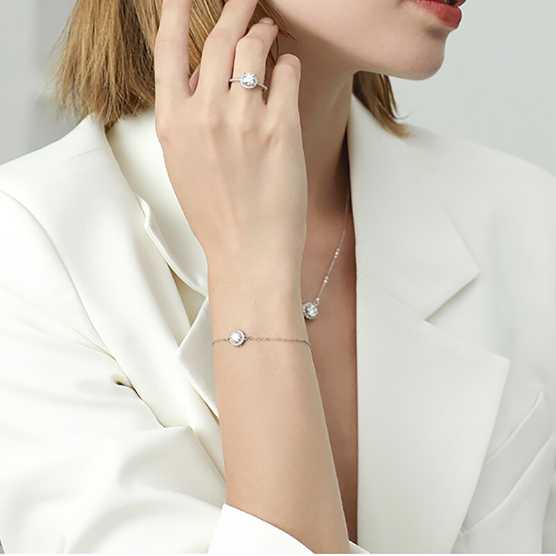 4 vnt. vestuvinių sužadėtuvių papuošalų rinkinys moterims Prabangus skaidrus krištolo balto aukso spalvos CZ Forever Love Jewellry S434 Nuostabi kaina