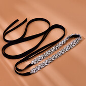 Elegáns strassz öv esküvői szárnyhoz Gyönyörű esküvői kiegészítők kézzel készített kristályból és gyöngyházból ezüst sötétkék S16