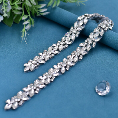 Elegáns strassz öv esküvői szárnyhoz Gyönyörű esküvői kiegészítők kézzel készített kristályból és gyöngyházból ezüst sötétkék S16