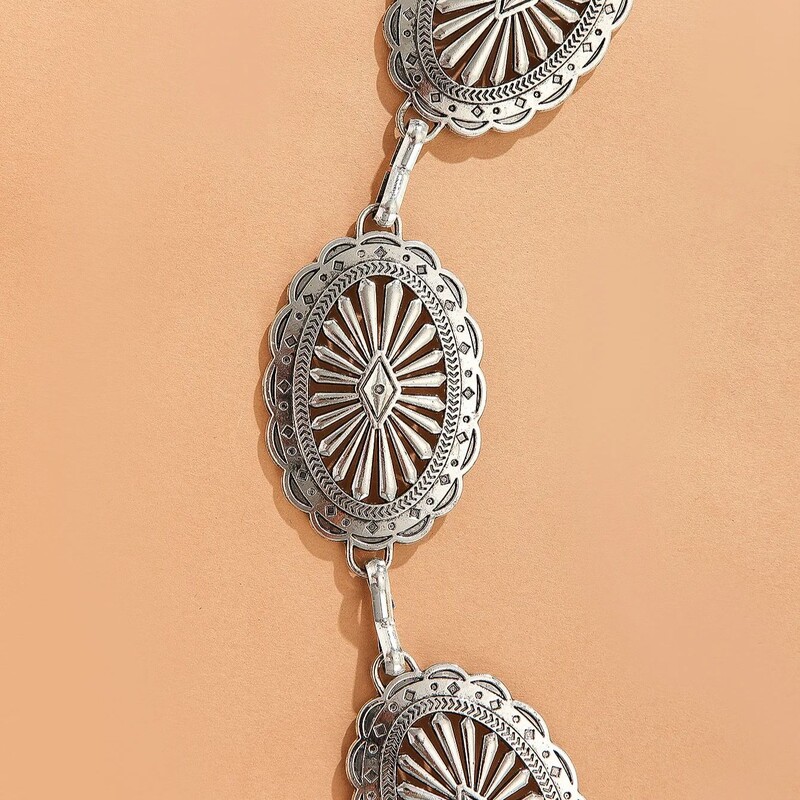 Boho stilski metalni remen s lancem Western Country Cowgirl pojasevi Podesivi metalni pojas s lančićem oko struka za žene