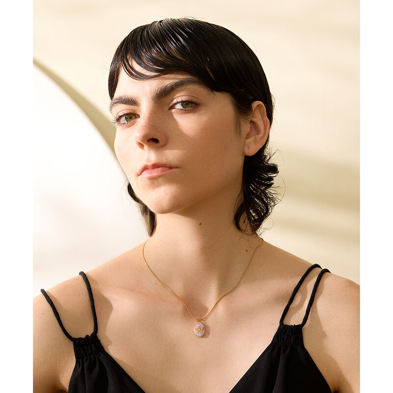 Yhpup Smalț roz fluture aurire pandantiv geometric guler din oțel inoxidabil la modă colier pentru femei coreeană șic bijuterii cadou