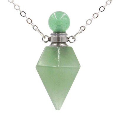 Kristāla smaržu difuzora pudeles kulonu kaklarota sievietēm vīriešiem Dabīgais ametists Rozā kvarca Sešstūra akmens nerūsējošā tērauda ķēde