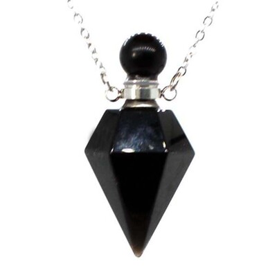 Kristāla smaržu difuzora pudeles kulonu kaklarota sievietēm vīriešiem Dabīgais ametists Rozā kvarca Sešstūra akmens nerūsējošā tērauda ķēde