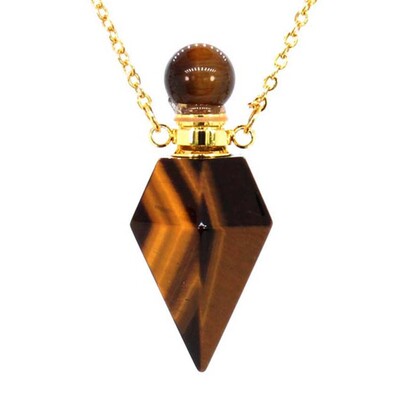 Kristāla smaržu difuzora pudeles kulonu kaklarota sievietēm vīriešiem Dabīgais ametists Rozā kvarca Sešstūra akmens nerūsējošā tērauda ķēde