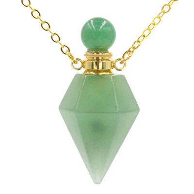 Kristāla smaržu difuzora pudeles kulonu kaklarota sievietēm vīriešiem Dabīgais ametists Rozā kvarca Sešstūra akmens nerūsējošā tērauda ķēde