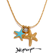 Yhpup ljetna morska zvijezda CZ privjesak, elegantna ogrlica od nehrđajućeg čelika za djevojčicu, slatka zlatna boja, vodootporni šik nakit, poklon za zabavu