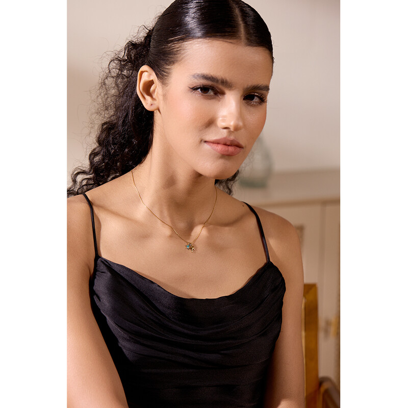 Yhpup ljetna morska zvijezda CZ privjesak, elegantna ogrlica od nehrđajućeg čelika za djevojčicu, slatka zlatna boja, vodootporni šik nakit, poklon za zabavu