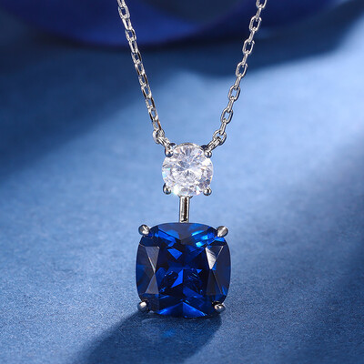 New Trend 12*12mm Lab Rubin Zafír csepp fülbevaló medál nyaklánc Vintage koktélparti finom ékszer szett női kiegészítők