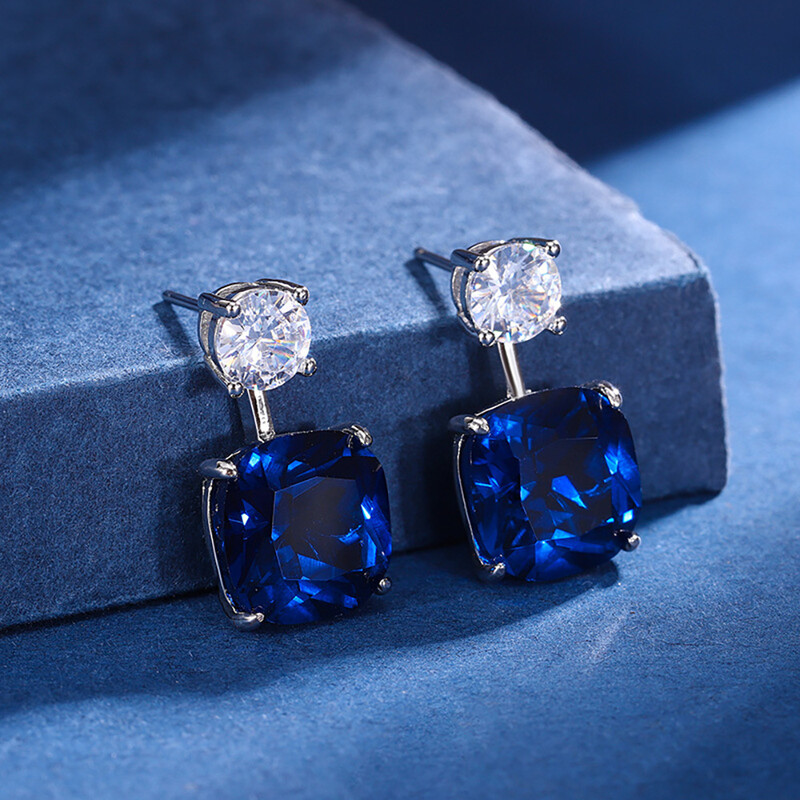 New Trend 12*12mm Lab Rubin Zafír csepp fülbevaló medál nyaklánc Vintage koktélparti finom ékszer szett női kiegészítők