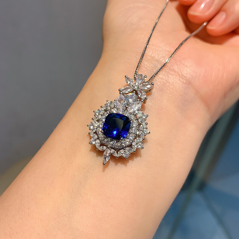 Luxusné šperky s rubínmi a zafírmi pre ženy, diamanty s vysokým obsahom uhlíka, drahokamy, svadobné náušnice, prívesok, náhrdelník, darček k narodeninám.