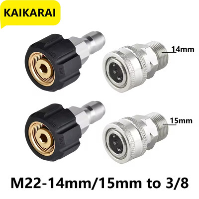 Szerszám napi nagynyomású mosó adapter készlet gyorscsatlakozó készlet M22 14mm/15mm – 3/8 hüvelykes metrikus szerelvények rozsdamentes acélból
