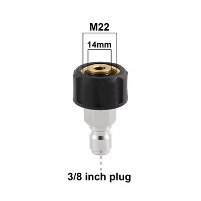 Adaptérová sada pre tlakový čistič Tool Daily, rýchlospojka M22 14 mm/15 mm na 3/8 palca, metrické spojky z nehrdzavejúcej ocele