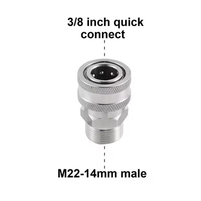 Adaptérová sada pre tlakový čistič Tool Daily, rýchlospojka M22 14 mm/15 mm na 3/8 palca, metrické spojky z nehrdzavejúcej ocele