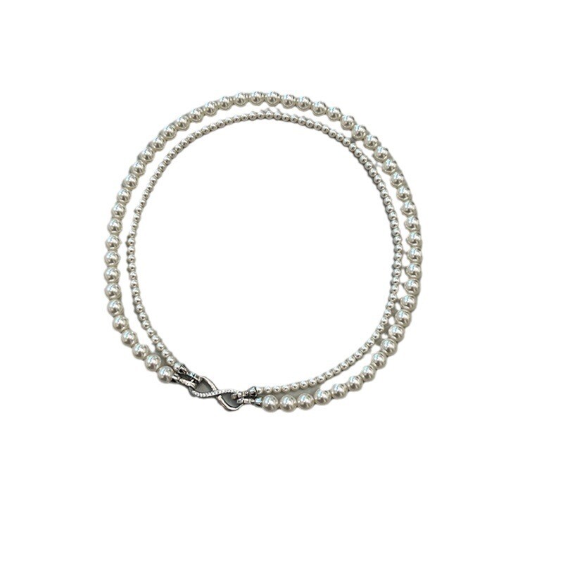 2024 m. Naujas Korėjos vintažinio perlo imitacijos cirkonio skaitmeninis raktikaulio grandinės pakabukas karoliai Madingi elegantiški papuošalų aksesuarai