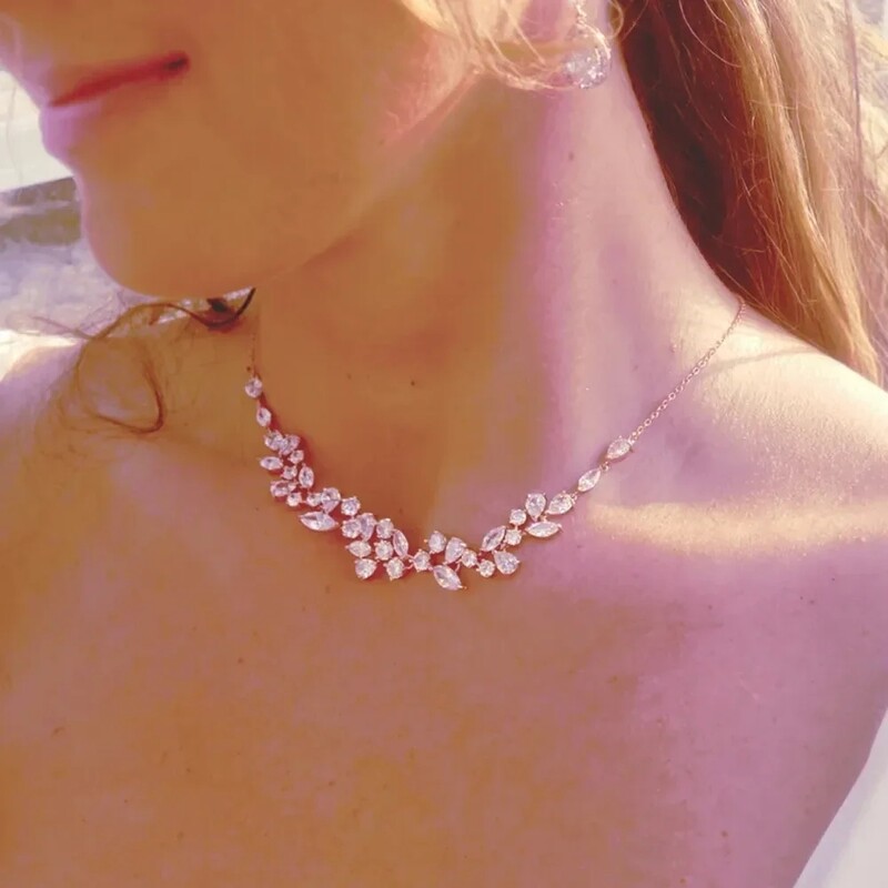 Stonefans leaf cirkon vjenčana ogrlica metalni lanac za žene festivalski vjenčani nakit plaža vještački dijamant lanac za tijelo poklon za zabavu