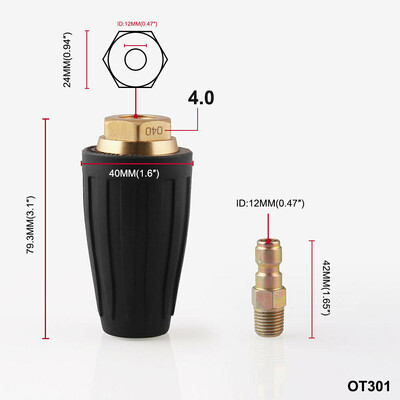 1/4" kõrgsurve kiirühendusega pöörlev 360 kraadi turbootsik 3000PSI2.5-4 GPM kõrgsurvepesuri OT301 jaoks