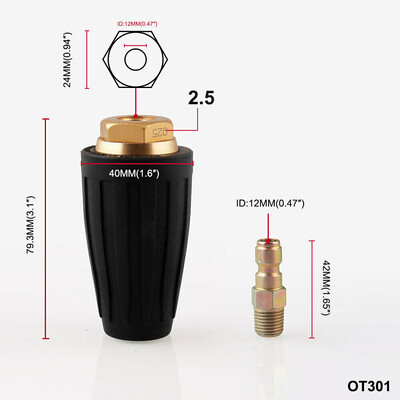 1/4" kõrgsurve kiirühendusega pöörlev 360 kraadi turbootsik 3000PSI2.5-4 GPM kõrgsurvepesuri OT301 jaoks