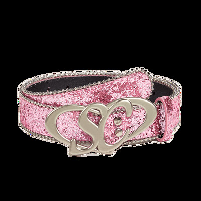 Rózsaszín flitteres női öv divat trend All-match farmer kiegészítők öv Hip-hop rock Y2k ezüst derékpánt szélessége 3,3 cm