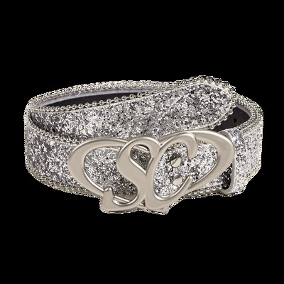 Rózsaszín flitteres női öv divat trend All-match farmer kiegészítők öv Hip-hop rock Y2k ezüst derékpánt szélessége 3,3 cm