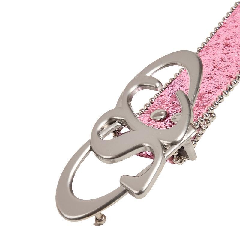 Rózsaszín flitteres női öv divat trend All-match farmer kiegészítők öv Hip-hop rock Y2k ezüst derékpánt szélessége 3,3 cm